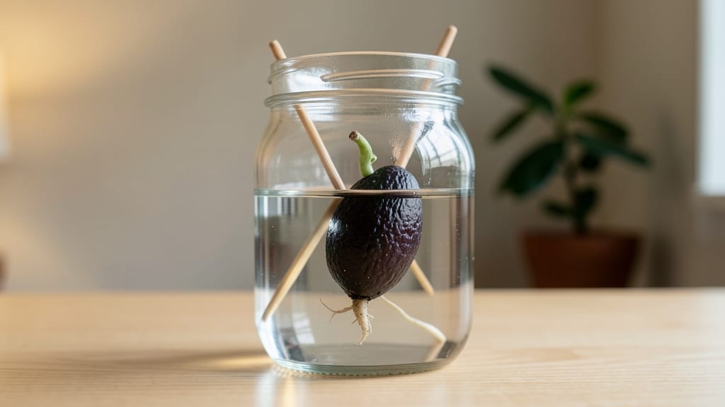 Avocado Seed in Water With Toothpicks: Root Growth Hack for Zero-Waste Regrowth