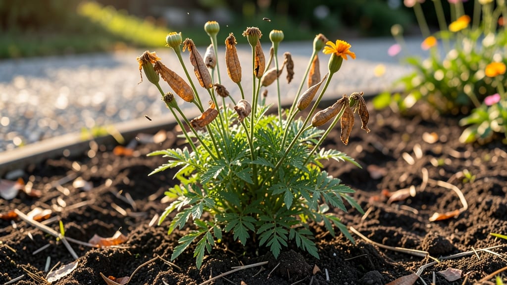 Marigold Seed Pods: Twist-Open Extraction for Viable Seeds Next Year
